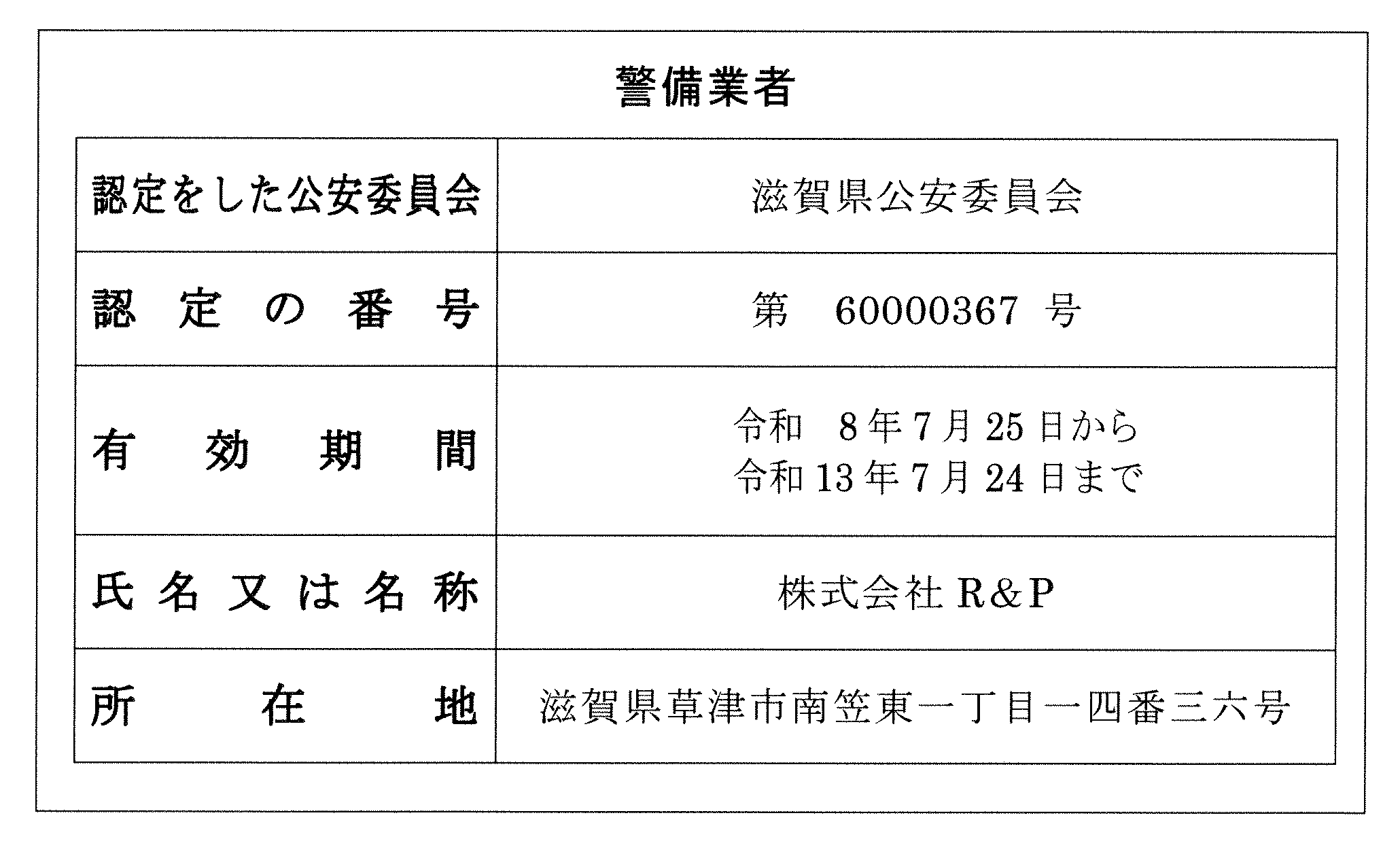 警備業者標識 警備業者標識
